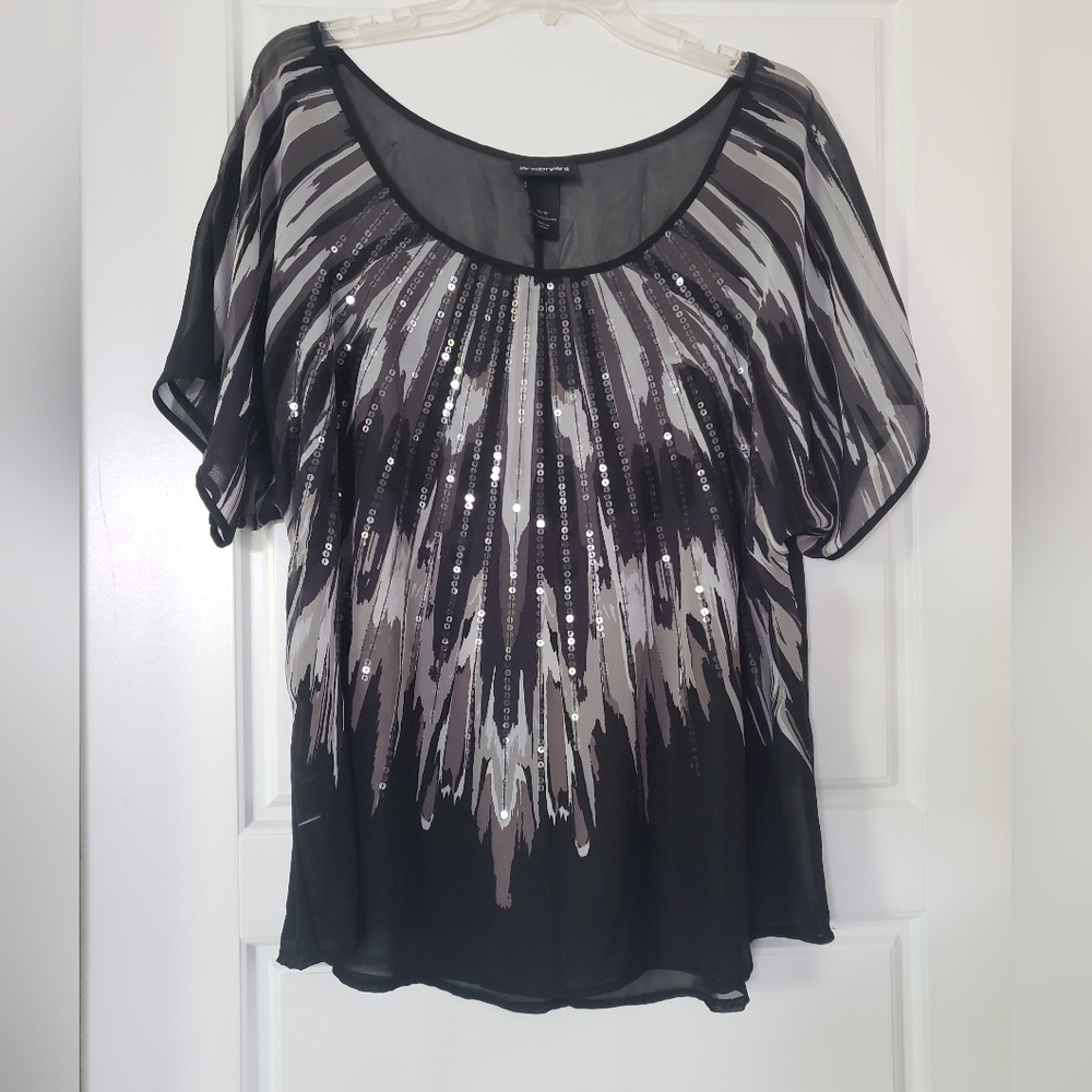 Black sheer blouse with squence